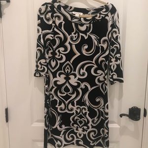WHBM Dress, black, white and tan. Like new.